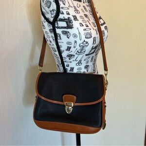 Dooney & Bourke Black and Tan Leather Crossbody Bag